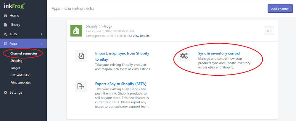 inkFrog eBay to Shopify