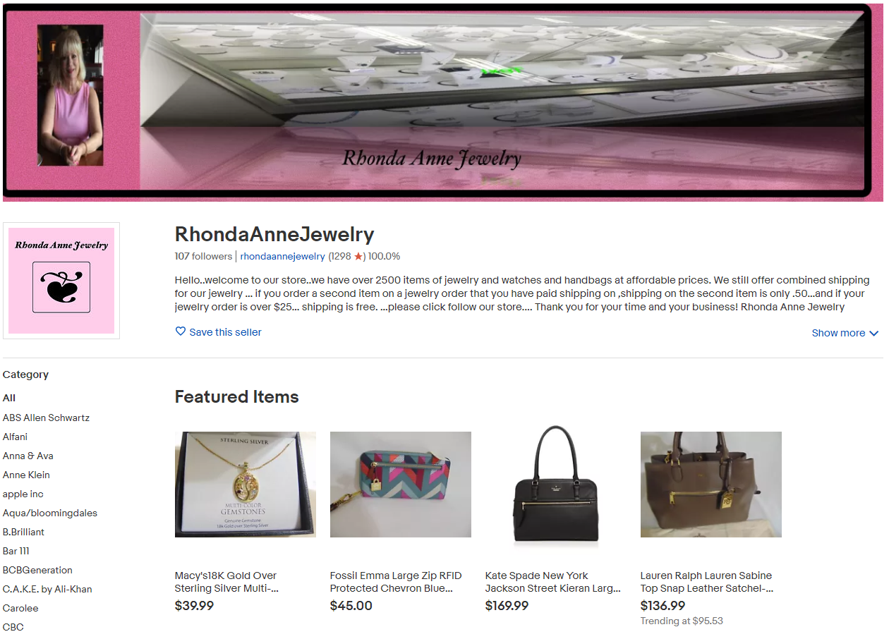 Rhodna Ann Jewelry Storefront