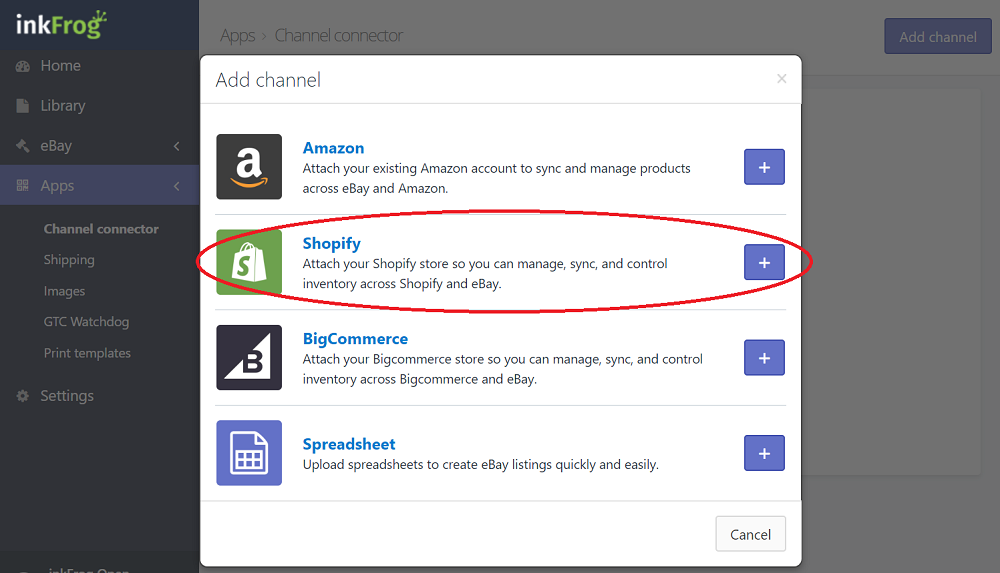 inkFrog eBay to Shopify